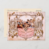 Vintage kerst, eerste kerstkaart 1843 feestdagenkaart (Voorkant / Achterkant)