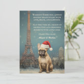 Vintage Kerst Eiffeltoren Franse Bulldog Feestdagenkaart (Staand voorkant)
