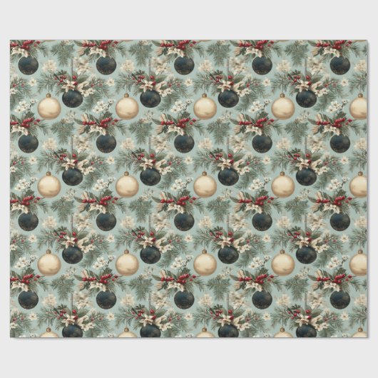 Vintage Kerst Elegance Design Cadeaupapier (Vlak)