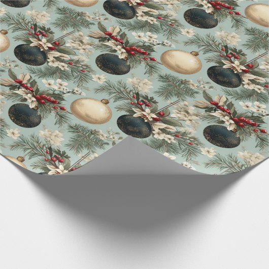 Vintage Kerst Elegance Design Cadeaupapier (Hoek)