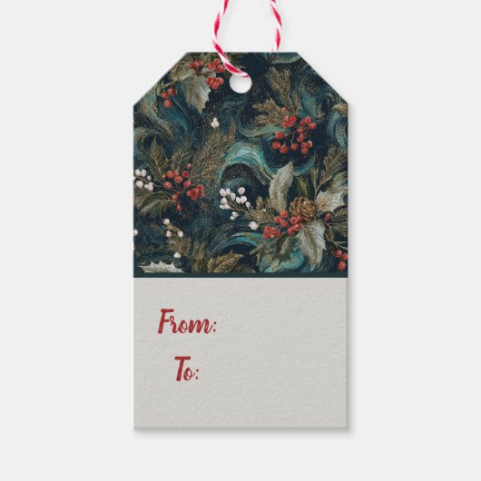 Vintage Kerst Elegante Sparkle Cadeaulabel (Voorkant)