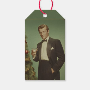 Vintage Kerst Elegantie Portret Cadeaulabel