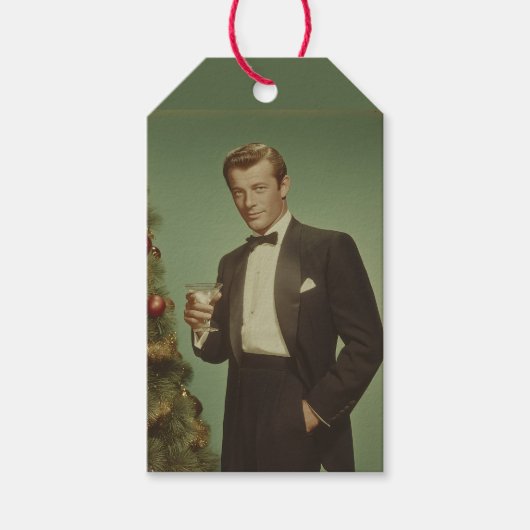 Vintage Kerst Elegantie Portret Cadeaulabel (Voorkant)