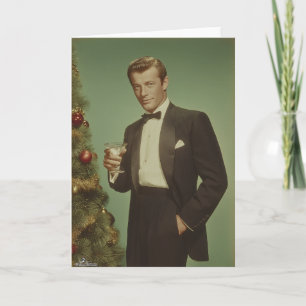 Vintage Kerst Elegantie Portret Feestdagen Kaart