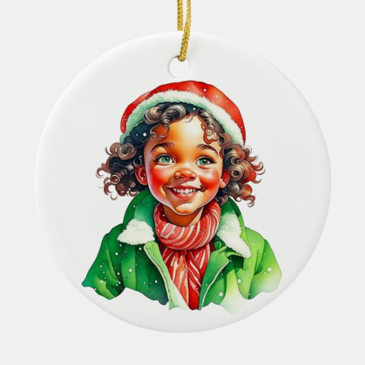 Vintage kerst elf gepersonaliseerd keramisch ornament (Voorkant)