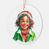 Vintage kerst elf gepersonaliseerd keramisch ornament (Links)