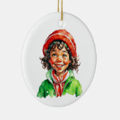 Vintage kerst elf gepersonaliseerd keramisch ornament (Rechts)