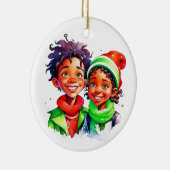 Vintage kerst elf gepersonaliseerd keramisch ornament (Rechts)