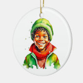Vintage kerst elf gepersonaliseerd keramisch ornament (Links)