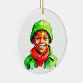 Vintage kerst elf gepersonaliseerd keramisch ornament (Rechts)