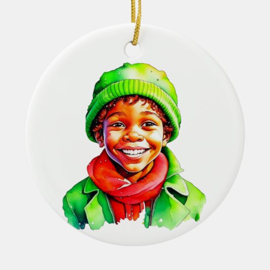 Vintage kerst elf gepersonaliseerd keramisch ornament (Voorkant)