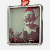 Vintage Kerst Elf Retro Xmas Metalen Ornament (Links)