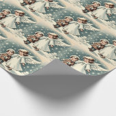 Vintage kerst engel en kind cadeaupapier (Hoek)