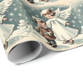 Vintage kerst engel en kind cadeaupapier (Rol Hoek)