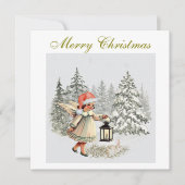 Vintage kerst engel en kind feestdagenkaart (Voorkant)