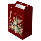 Vintage kerst engel en lantaarn medium cadeauzakje (Achterkant Gekanteld)