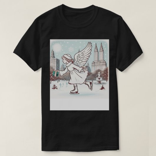 Vintage kerst engel in NYC T-shirt (Design voorkant)
