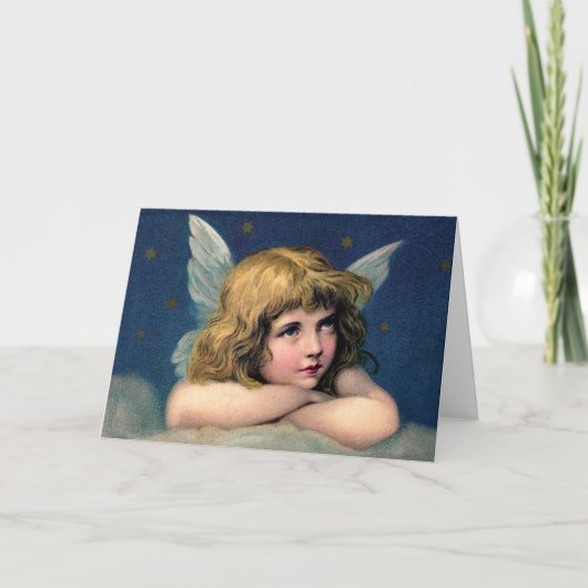 Vintage Kerst Engel Kerst Kaart (Voorkant)