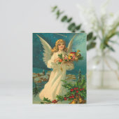 Vintage kerst engel met speelgoed feestdagenkaart (Staand voorkant)