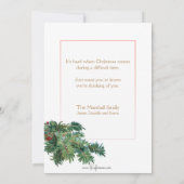 Vintage kerst engel, ster & sneeuw bedekte den feestdagenkaart (Achterkant)