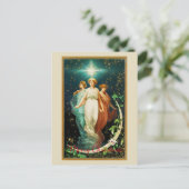 Vintage kerst engelen met ster briefkaart (Staand voorkant)