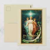 Vintage kerst engelen met ster briefkaart (Voorkant / Achterkant)