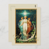 Vintage kerst engelen met ster briefkaart (Voorkant / Achterkant)