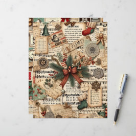 Vintage Kerst Ephemera Scrapbook Papier