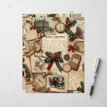 Vintage Kerst Ephemera Scrapbook Papier