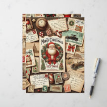 Vintage Kerst Ephemera Scrapbook Papier
