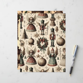 Vintage Kerst Ephemera Scrapbook Papier