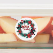 Vintage Kerst Evergreen Red Robin Poinsettia Labels (Aangebracht)