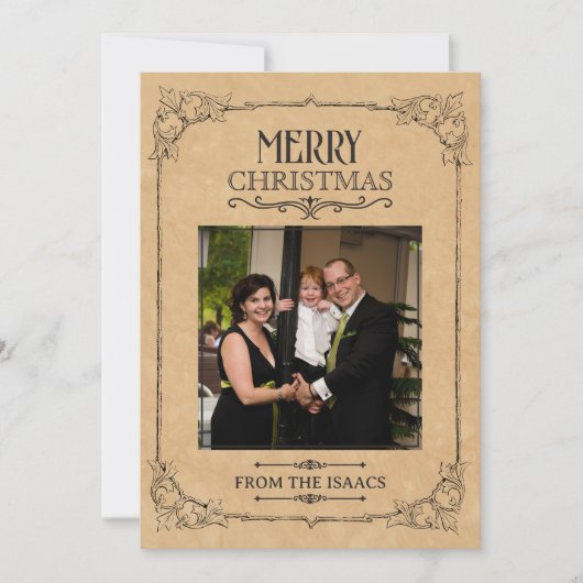 Vintage kerst foto feestdagenkaart (Voorkant)