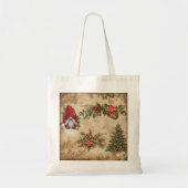 Vintage Kerst Fussy Cutting Gnome Afbeelding Tote Bag (Voorkant)
