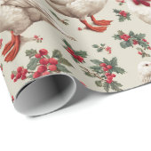 Vintage kerst Gekke gans Cadeaupapier (Rol Hoek)