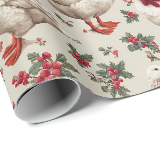 Vintage kerst Gekke gans Cadeaupapier (Rol Hoek)