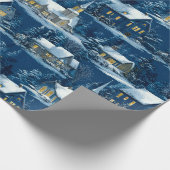 Vintage Kerst Gezellig Winterdorp Cadeaupapier (Hoek)