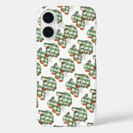 Vintage Kerst Gingham Hond Knuffel Dier iPhone 16 Hoesje