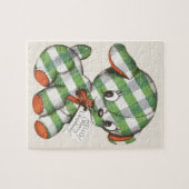 Vintage Kerst Gingham Hond Knuffeldier Legpuzzel (Horizontaal)