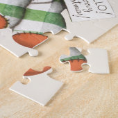 Vintage Kerst Gingham Hond Knuffeldier Legpuzzel (Zijkant)