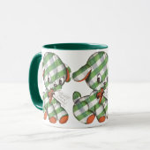 Vintage Kerst Gingham Hond Knuffeldier Mok (Voorkant links)