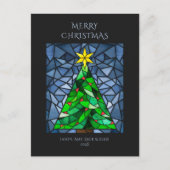 Vintage Kerst Glas in lood Feestdagenkaart (Voorkant)