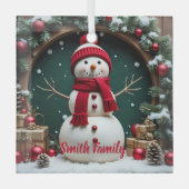 Vintage Kerst - Glazen Vierkant Ornament (Voorkant)