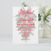 vintage kerst groen ornamenten rode trouw kaart (Staand voorkant)