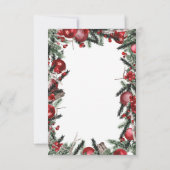 vintage kerst groen ornamenten rode trouw kaart (Achterkant)