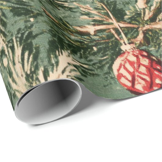 Vintage Kerst groen & rood Cadeaupapier (Rol Hoek)