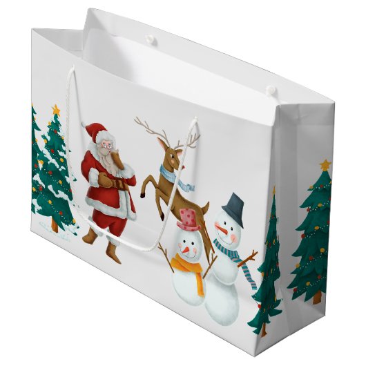 vintage Kerst Groot Cadeauzakje (Voorkant Gekanteld)