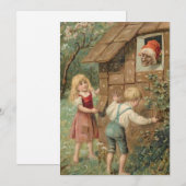 Vintage kerst Hänsel en Gretel Feestdagenkaart (Voorkant / Achterkant)