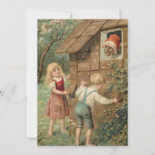 Vintage kerst Hänsel en Gretel Feestdagenkaart