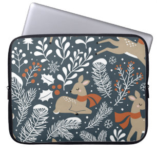 Vintage kerst hert, feestelijk ontwerp laptop sleeve